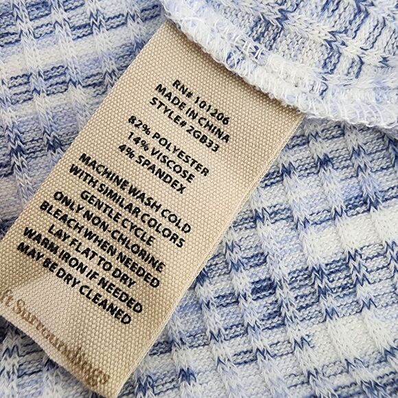 Soft Surroundings Top Women Medium Evie Blue Space Dye Long Smocked Sleeves Knit - Picture 8 of 9